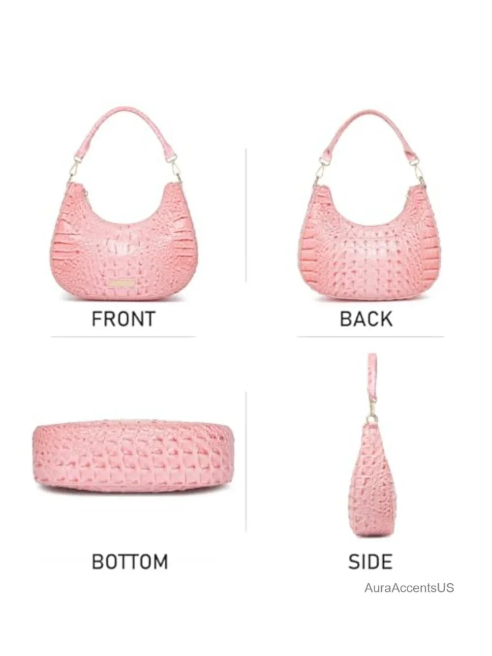 Croco Hobo Bag Women Vegan Leather Crescent Shoulder Purse Retro Chic Clutch